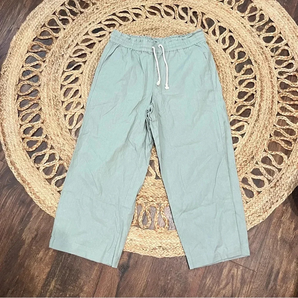 J.Crew Factory wide leg crop linen/cotton blend pant size 10P